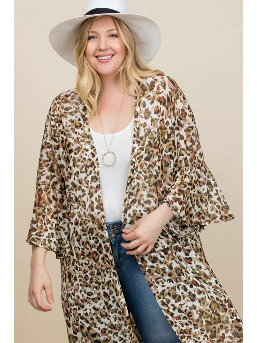 Cheetah Print Duster Kimono Plus