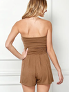 Brown Strapless Romper w/ Pockets