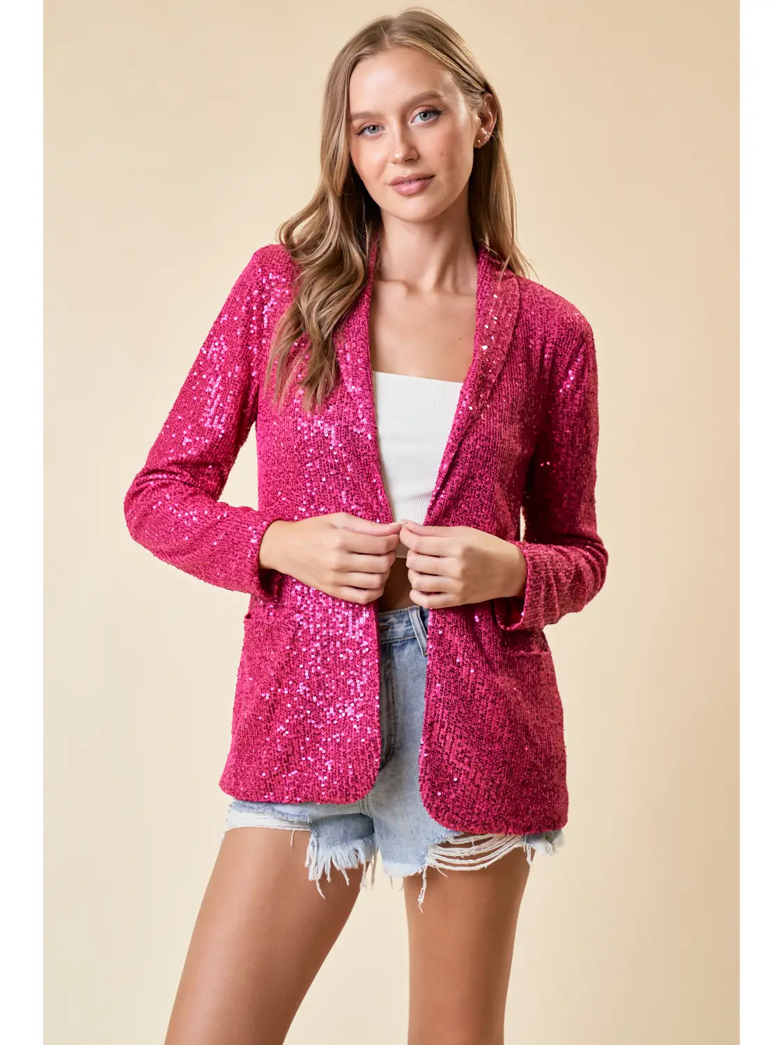 Pink Sequin Blazer