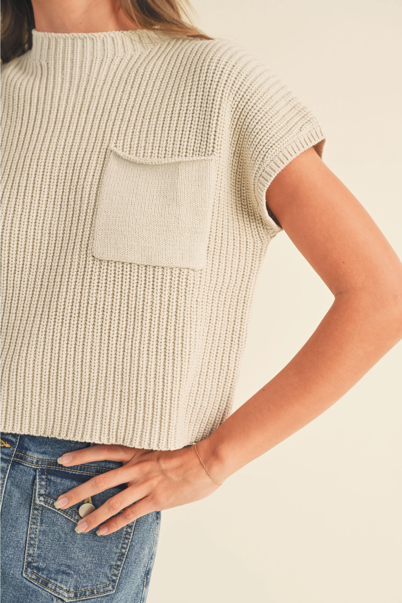 Stone Knit Sweater with Pocket