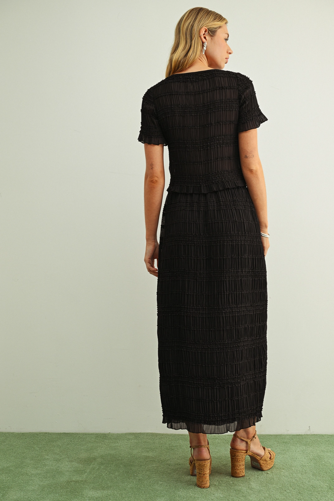 Black Chiffon Skirt Set