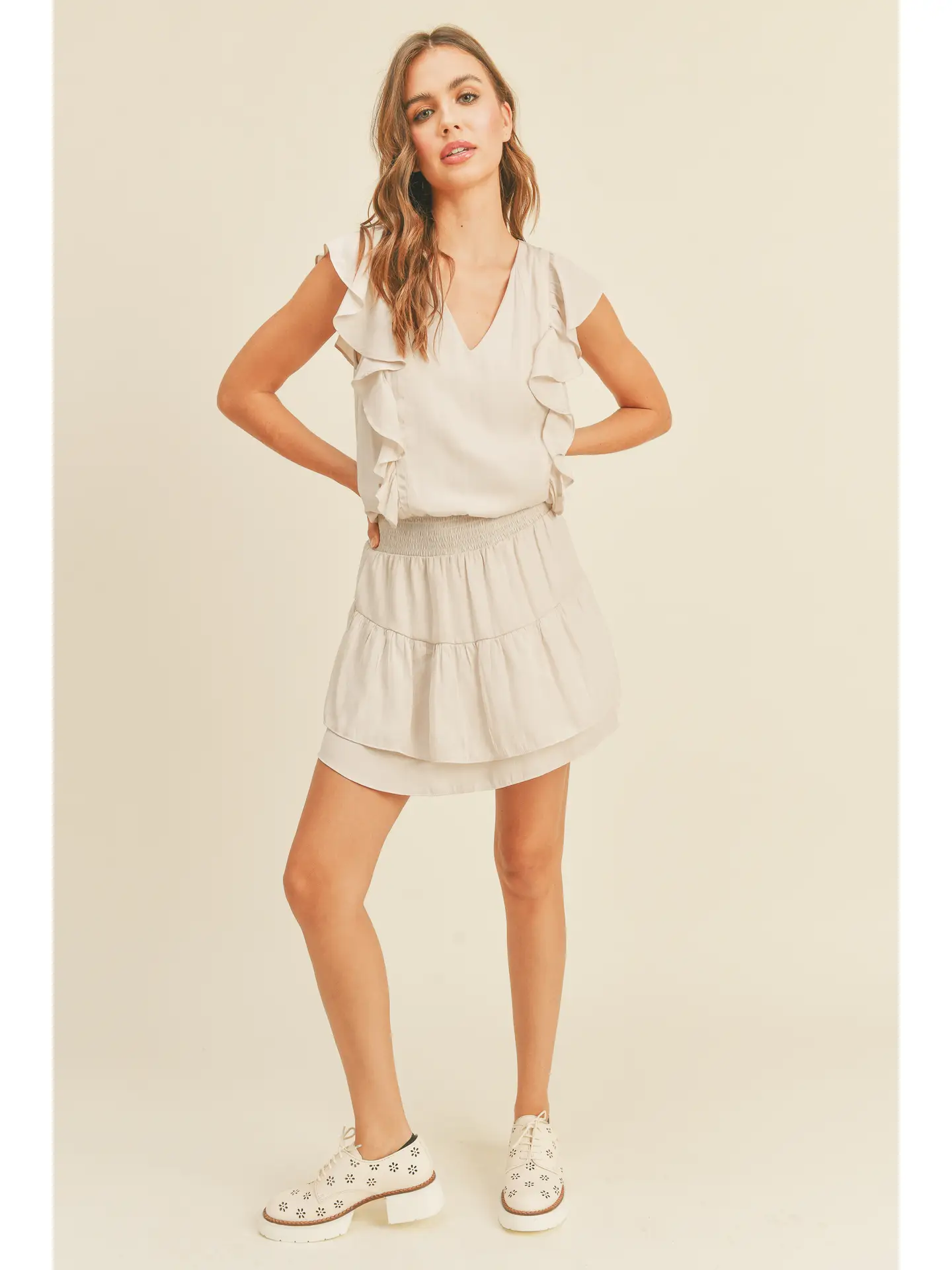 Ecru Ruffle Dress