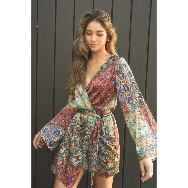 Kaleidoscope Kimono Mini Wrap Dress