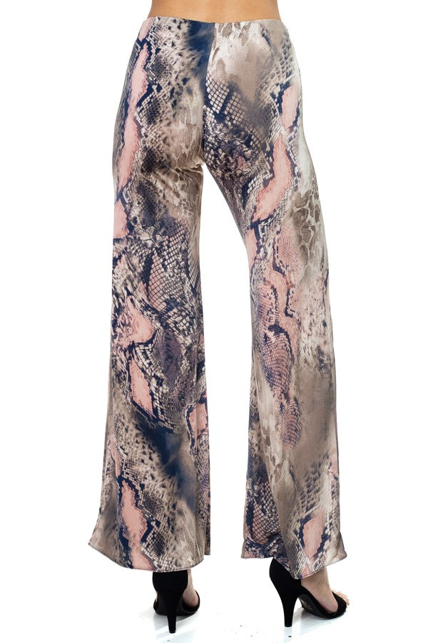 Pink Snakeskin Slit Printed Pants