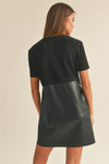 Black Stitch Combo Shift Dress