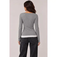 Lace Trim Long Sleeve Henley