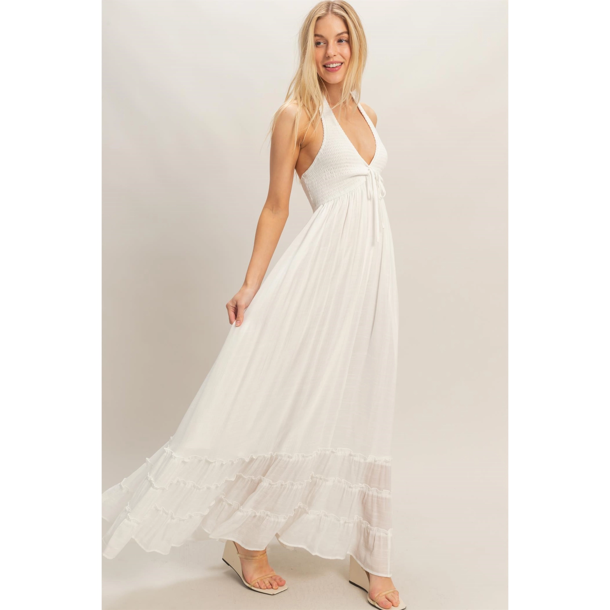 White Halter Maxi