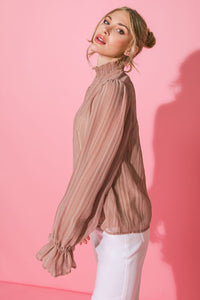 Taupe High Neck Top