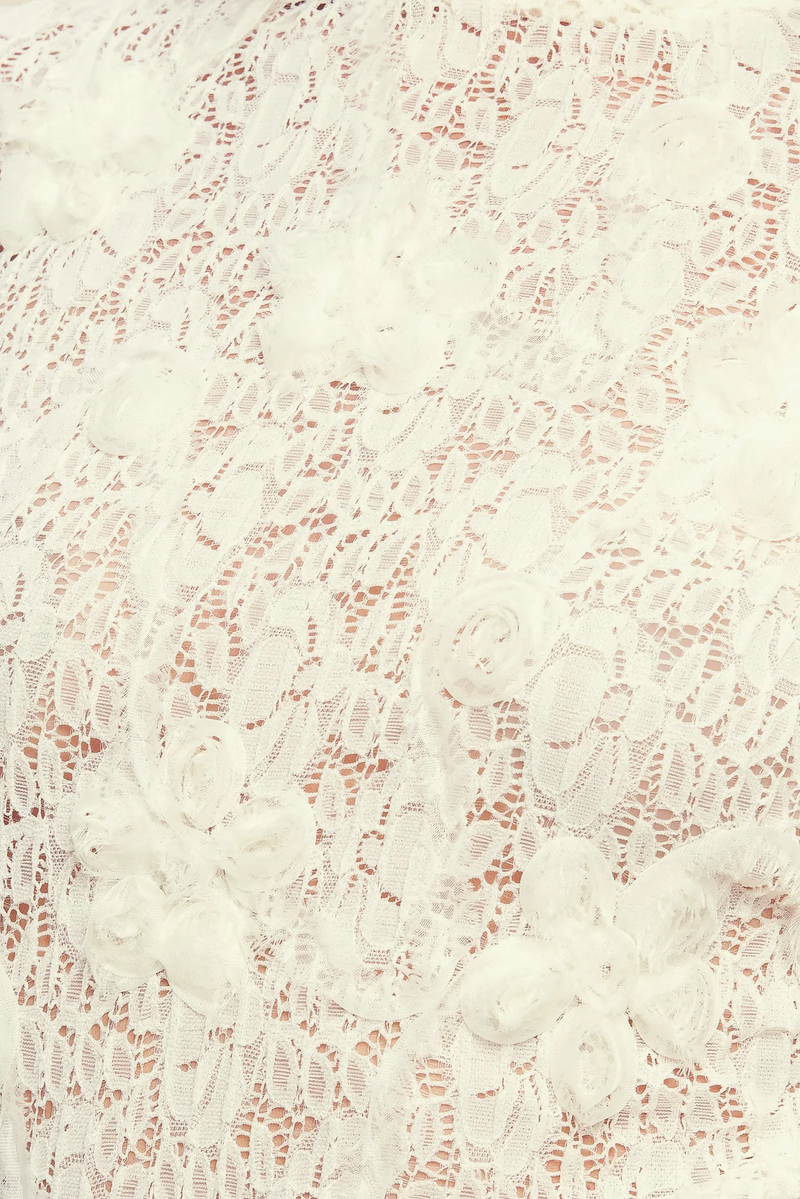 Cream Sheer Floral Sweater Top