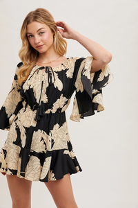 Floral Bell Sleeve Romper