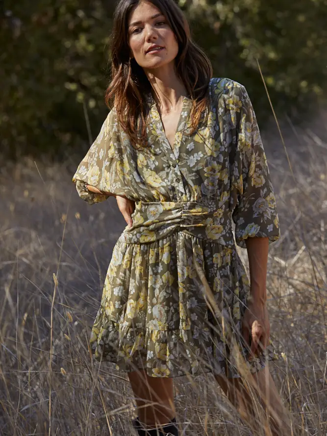 Green floral dress