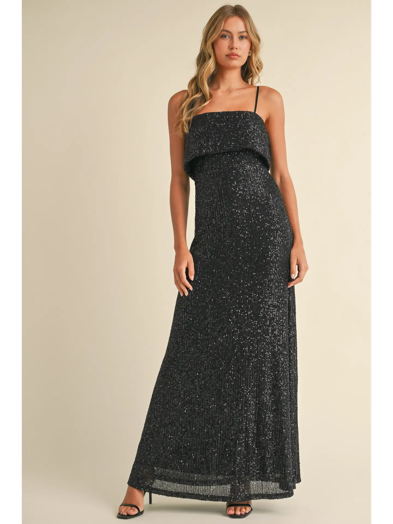 Black Sequin Maxi Dress