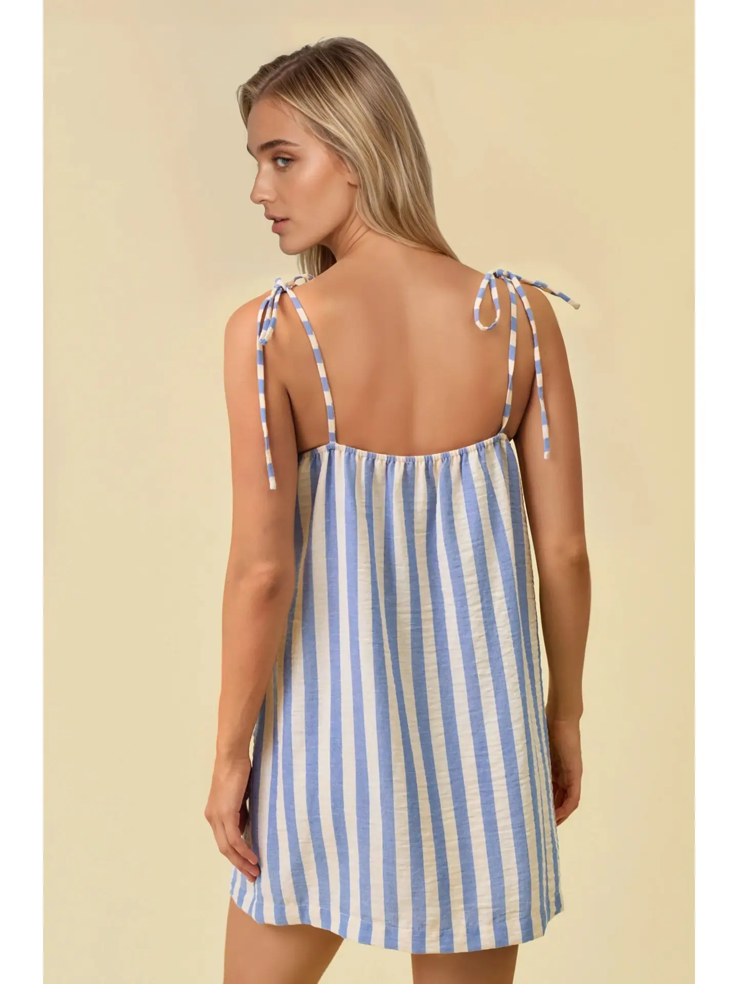 Blue White Stripe Gauze Mini
