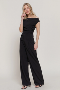 Black Off the Shoulder Top & Trouser Set