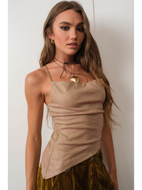 Gold Metallic Asymmetrical Top