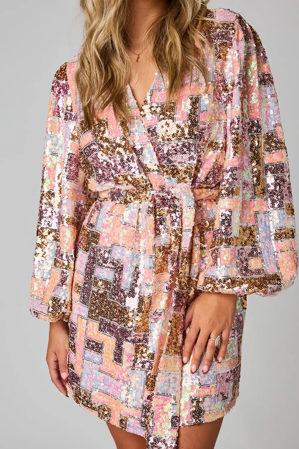 buddy love sequin wrap dress BuddyLove Adeline Sequin Wrap Dress - Prism