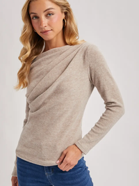 Latte Asymmetrical Off Shoulder Top