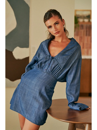 Blue Cut Out Back Minidress