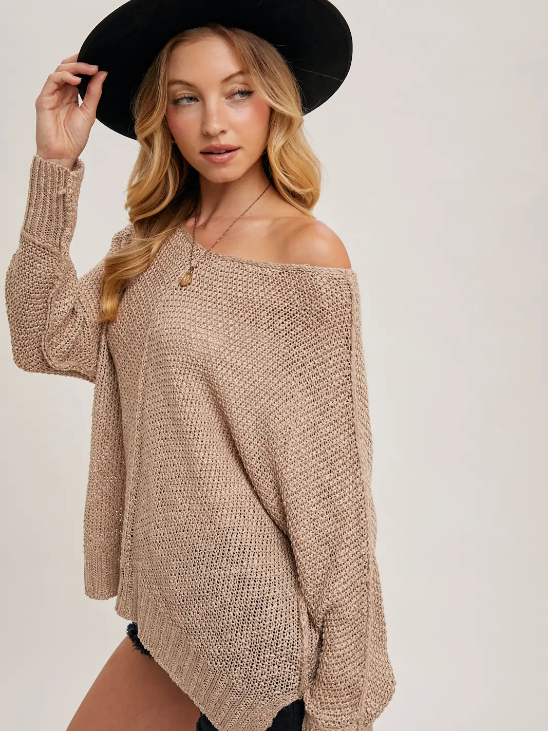 Taupe Reverse Seam Sweater
