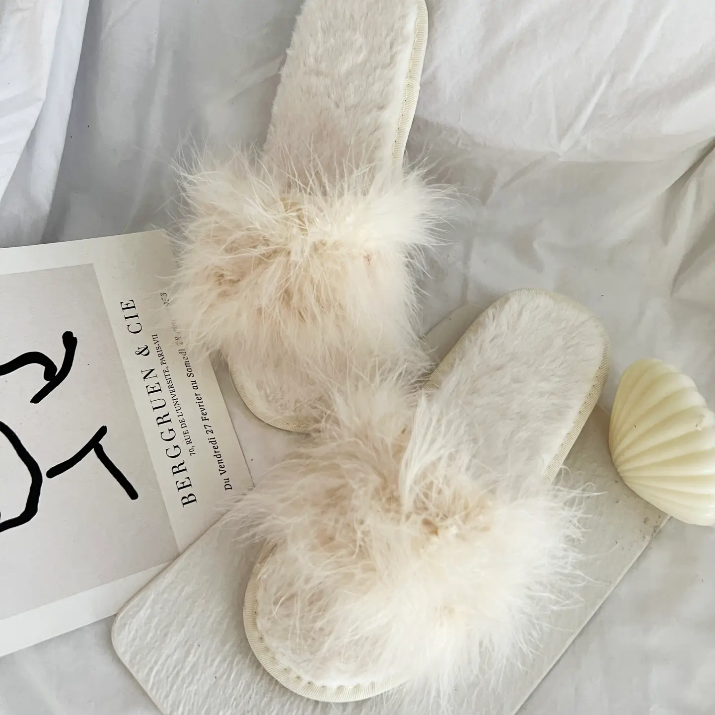 White Feather Slippers