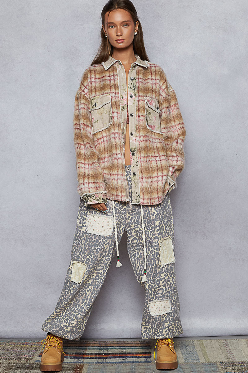 POL Mohair and floral shacket