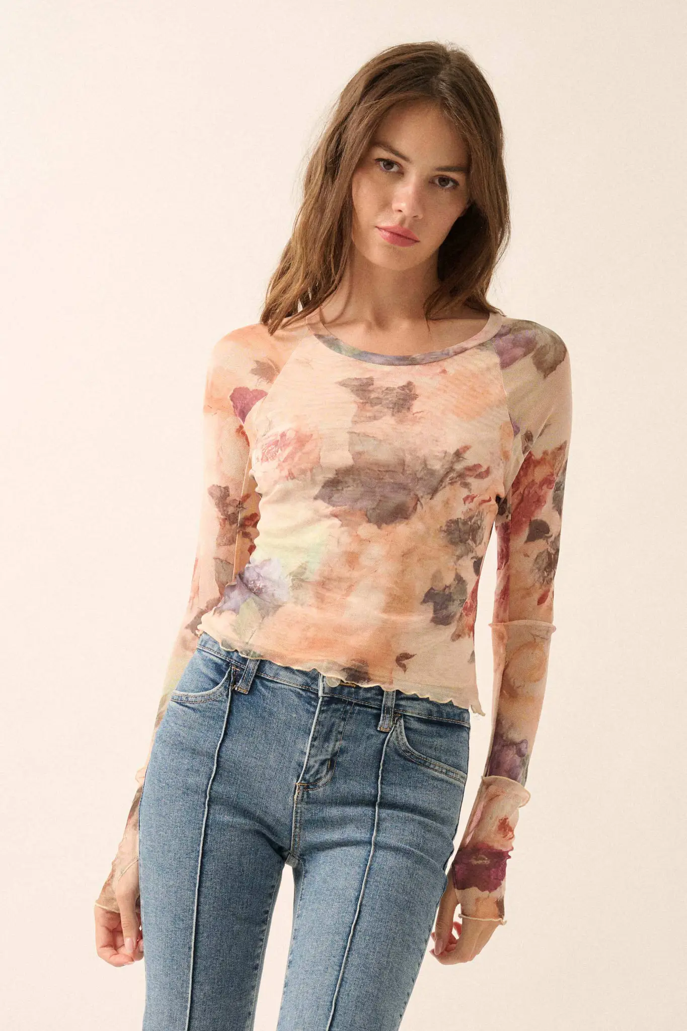 Blush Crush Floral Mesh Top