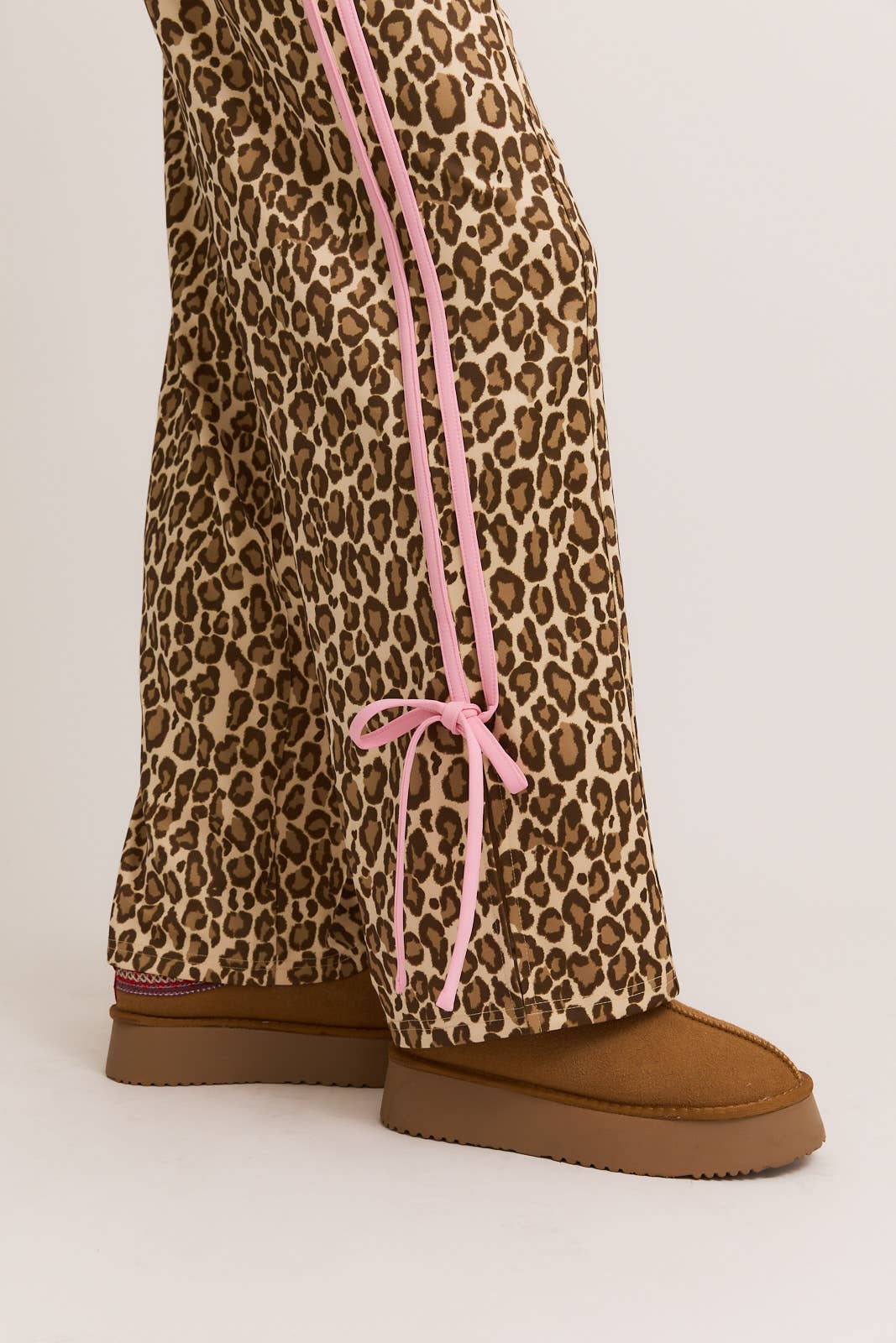Leopard Track Pants Pink Bows