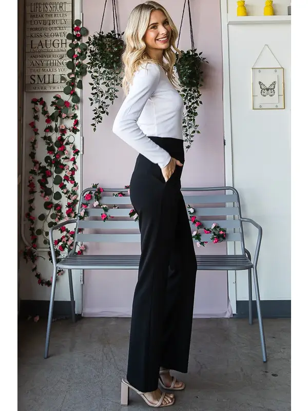 Black Flare Banded Pants