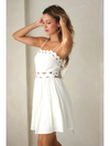 White Scallop Trim Dress Bow Back