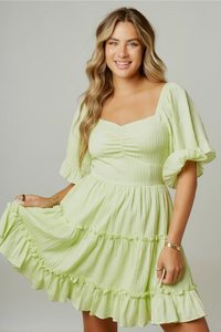 Lime Puff Sleeve Dress