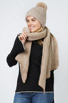 Tan Knit Hat and Scarf Set