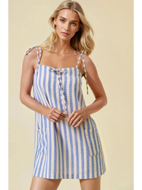 Blue White Stripe Gauze Mini