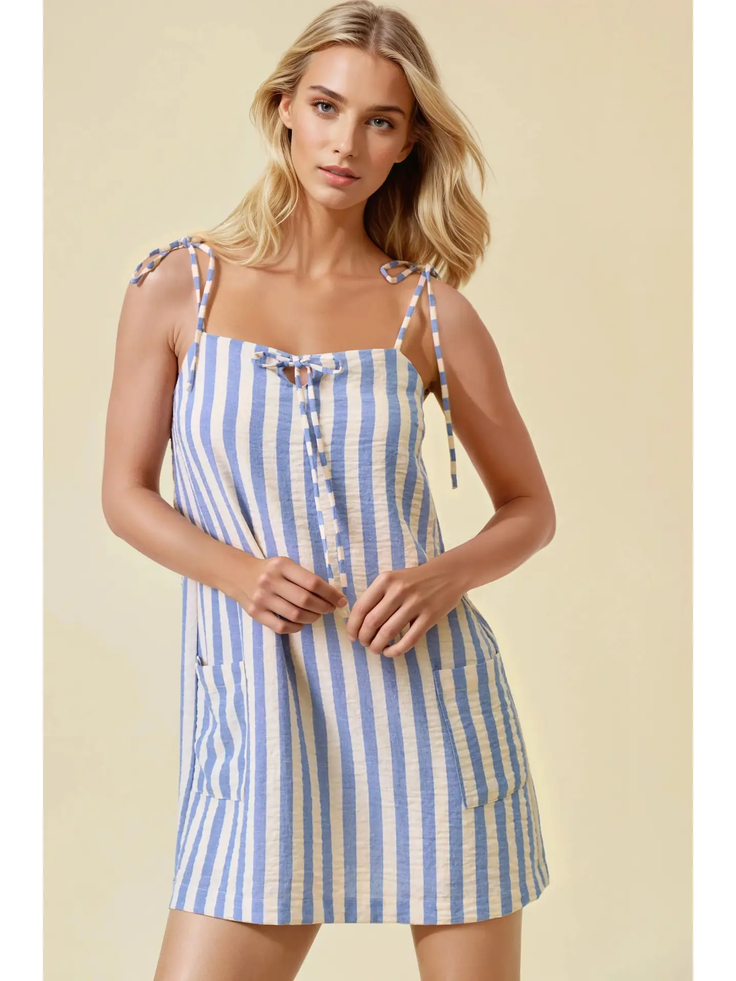 Blue White Stripe Gauze Mini