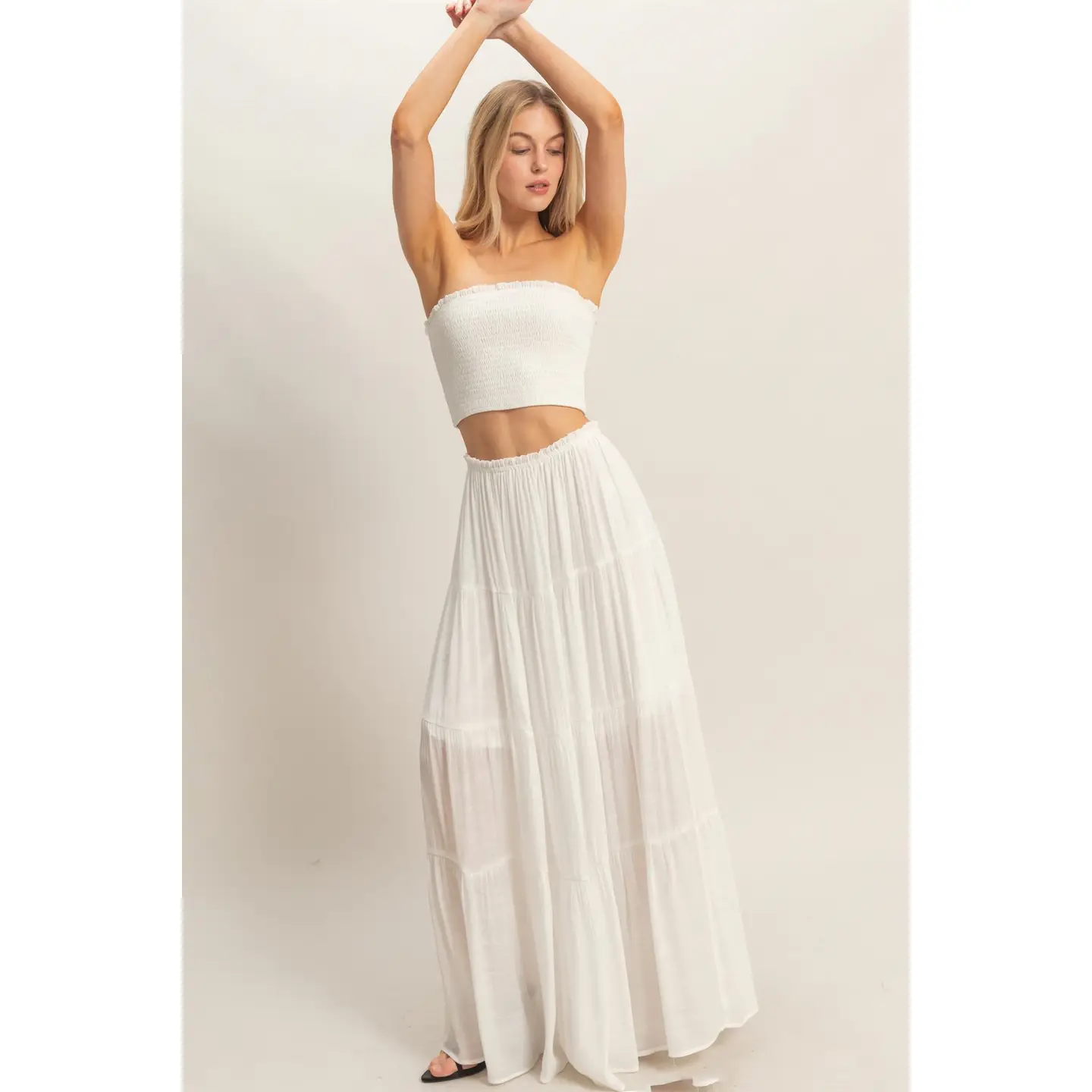 White Strapless Skirt Set