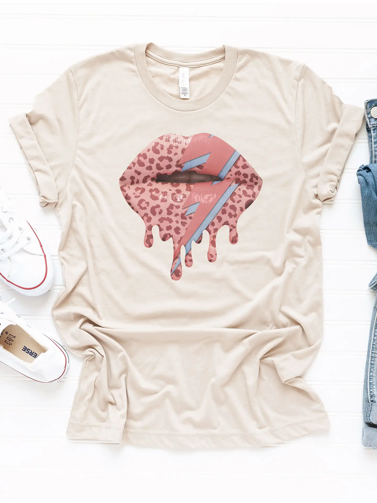 Leopard Lightning Lips Tee