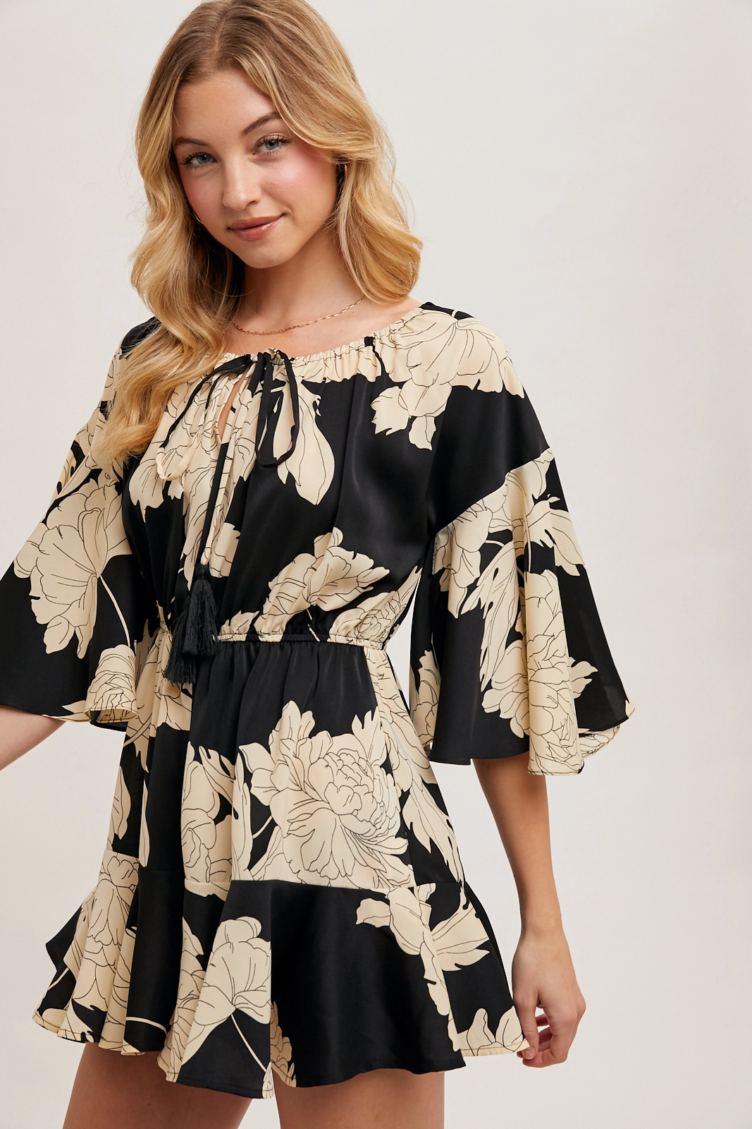 Floral Bell Sleeve Romper