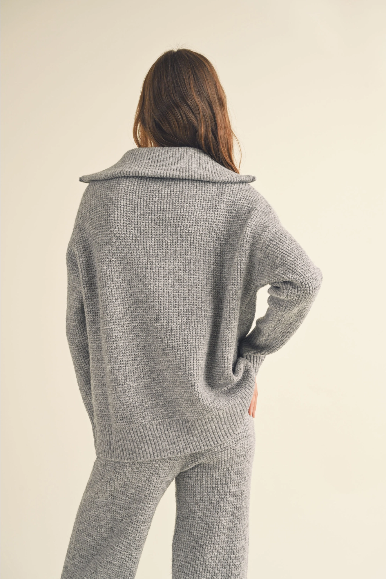 Grey Waffle Sweater Half Zip