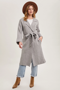 Grey Knit Trench Coat