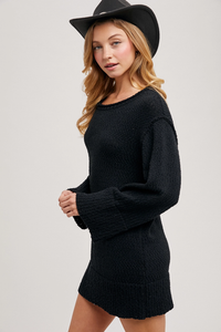 Black Chunky Tunic Sweater Dress