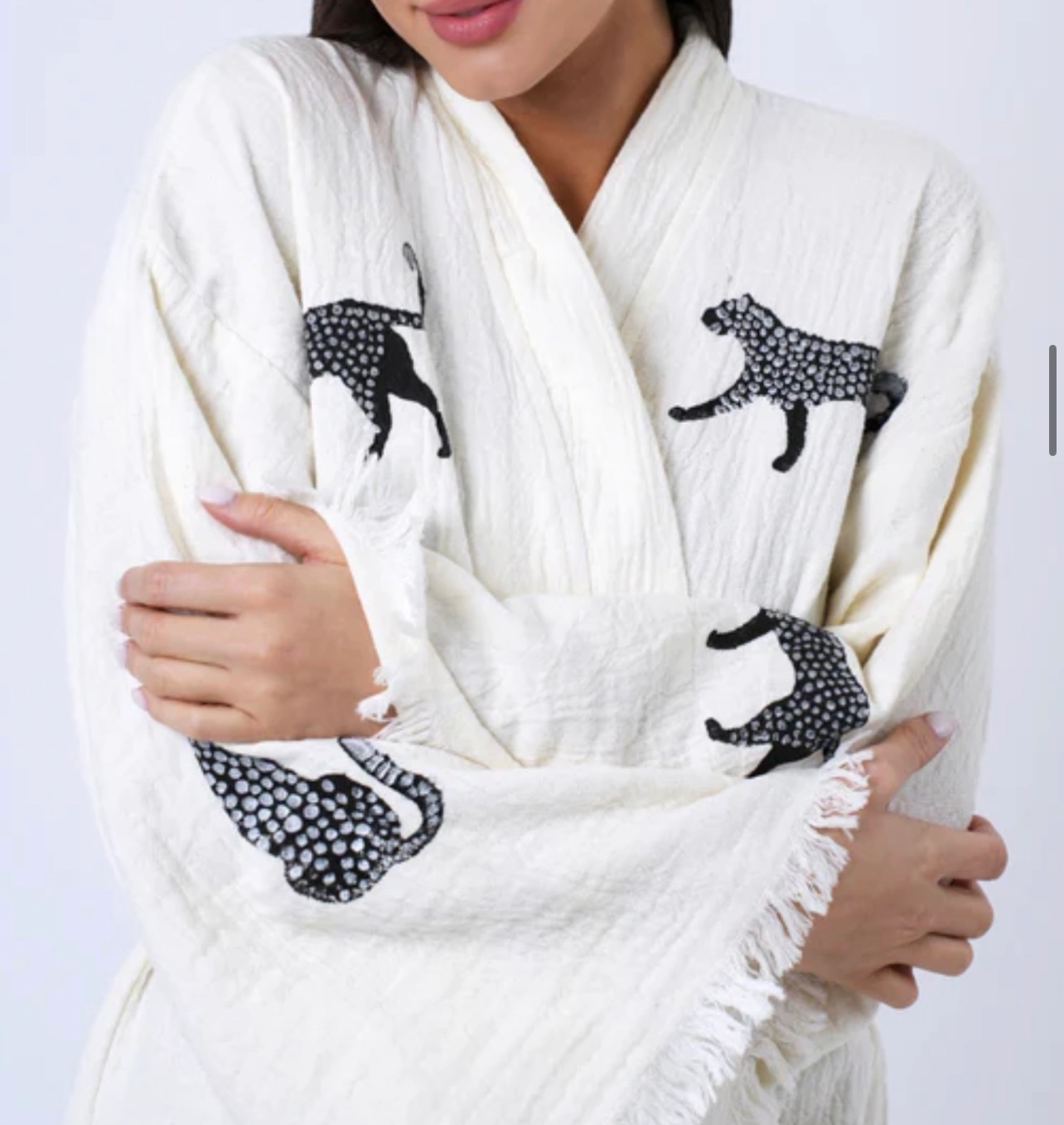 White and Black Leopard Robe