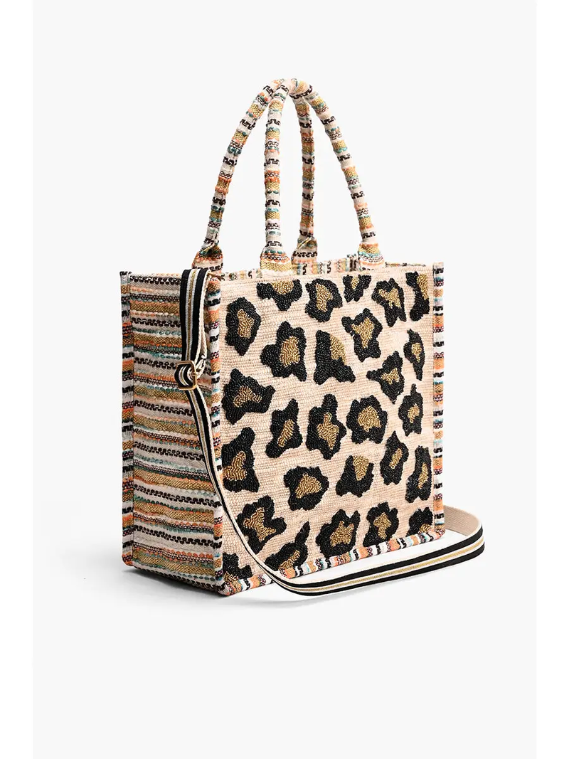 America & Beyond Leopard Tote