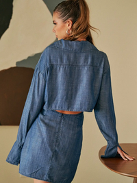 Blue Cut Out Back Minidress