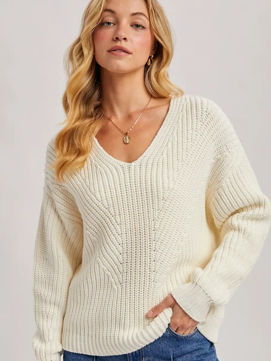 Ivory V Neck Sweater