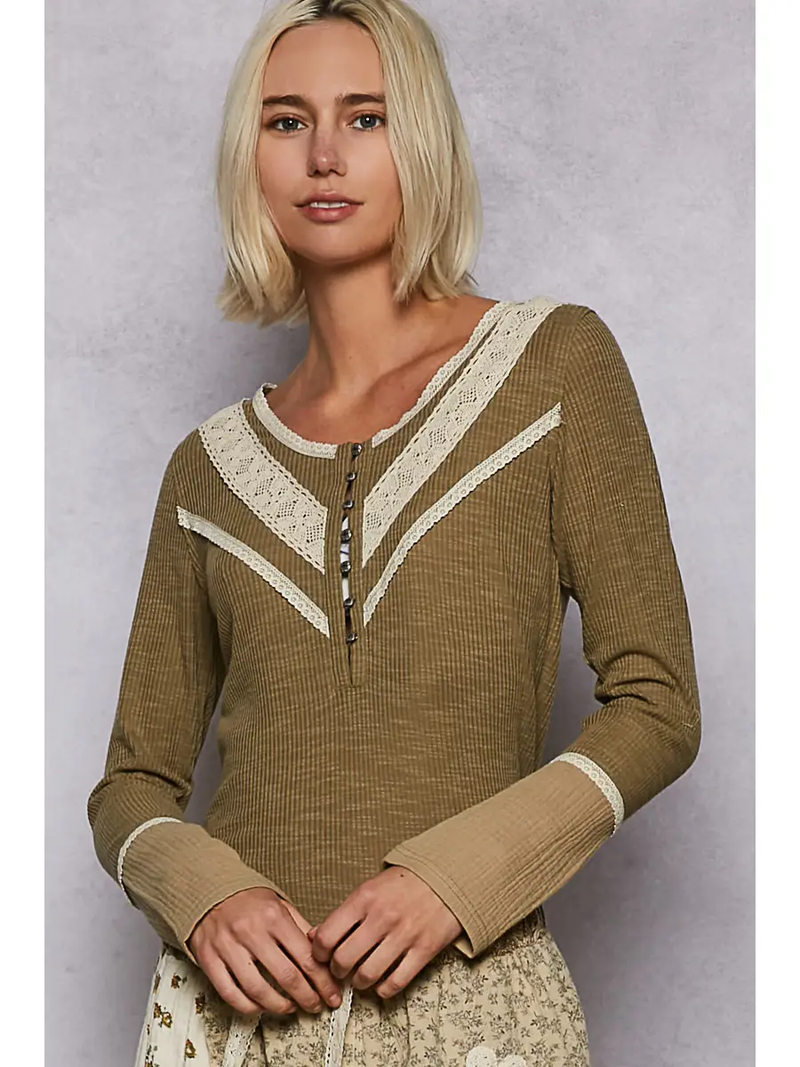 POL Olive Ribbed Thermal