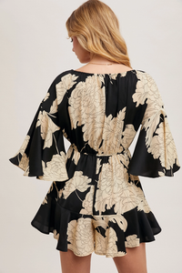 Floral Bell Sleeve Romper