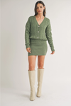 Green Bling Button Sweater Dress