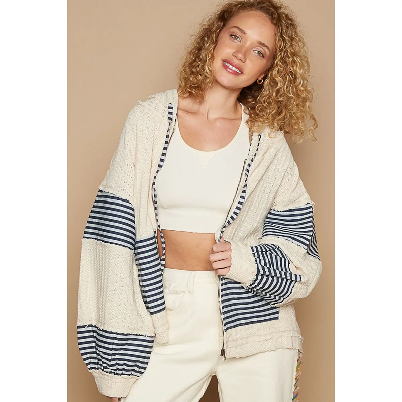 POL Stripe Sleeve Sweater