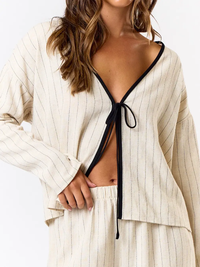 Linen Tie Front Top