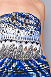 Blue Aztec Strapless Maxi Dress
