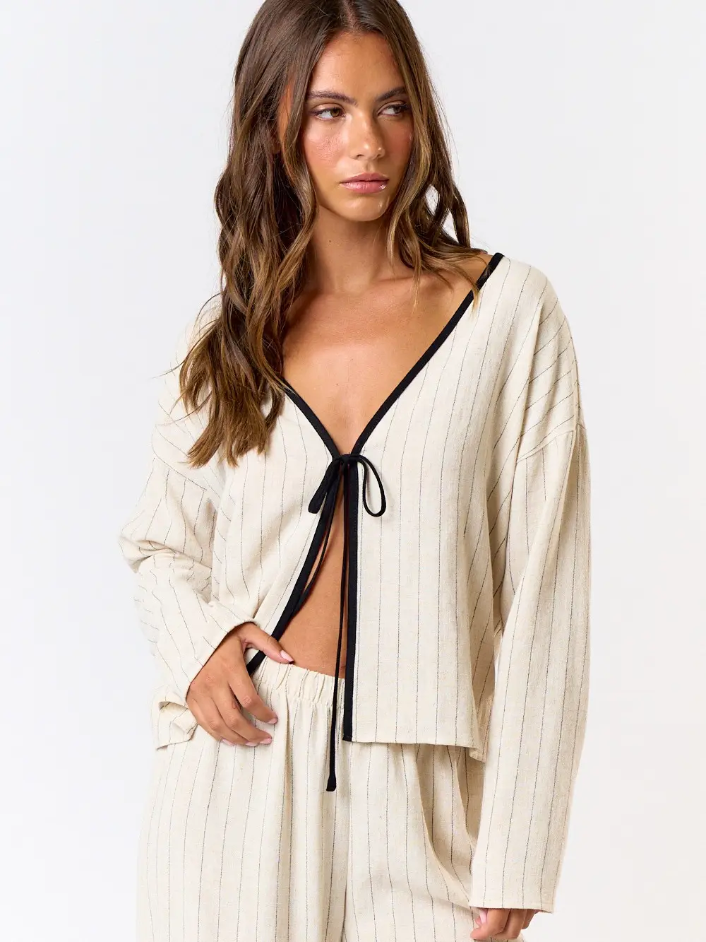Linen Tie Front Top